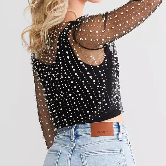 Sheer Mesh Pearl Top - Picture 2 of 6
